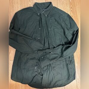 Club Monaco Dark Green Brushed Flannel Button-Up - Slim Fit Large